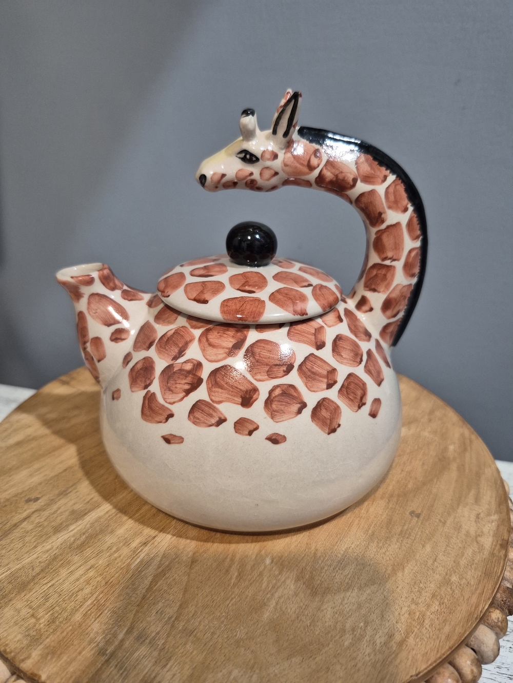 Vintage 1998 Pier 1 Imports Giraffe Ceramic Teapot Design:  safari theme